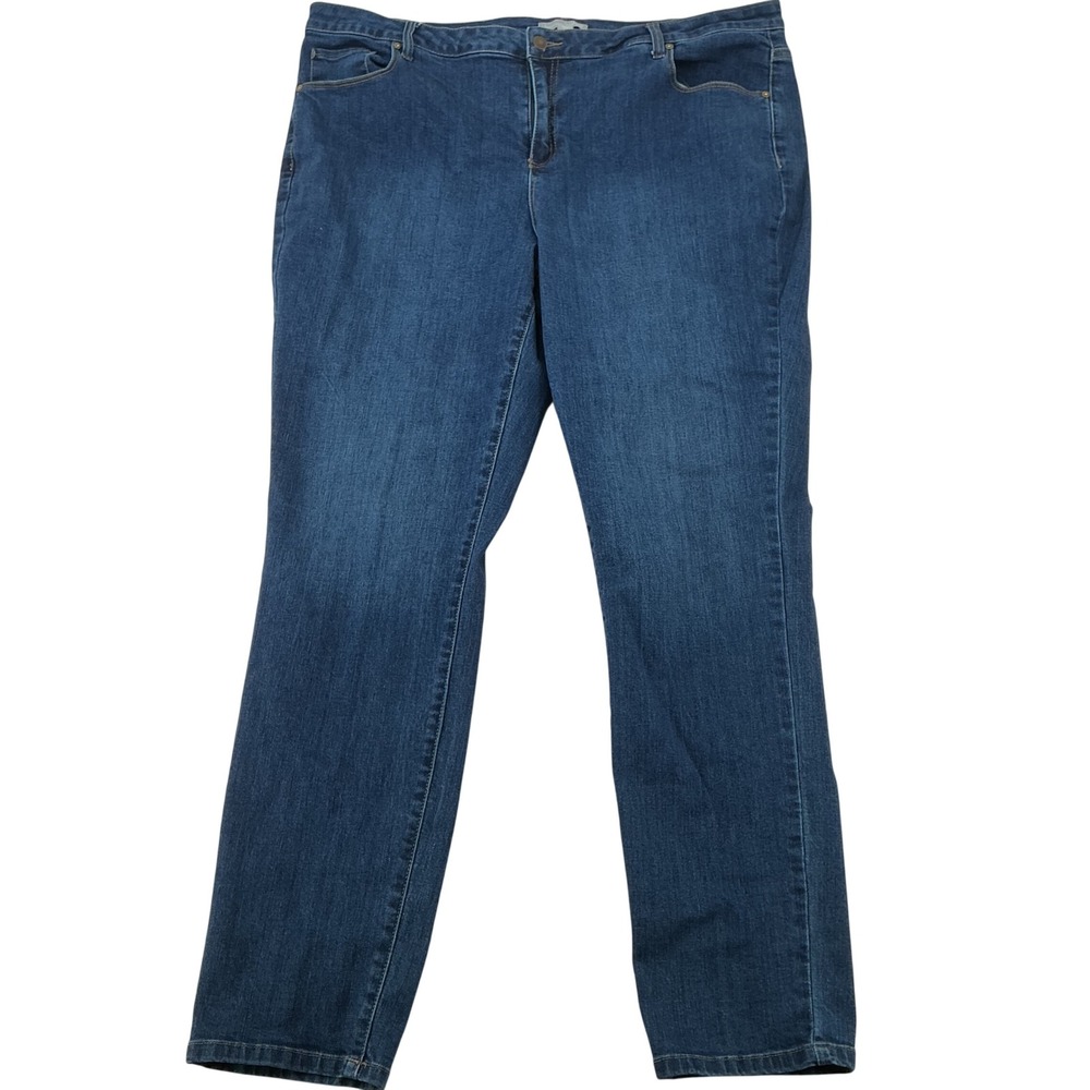 Woman Within Jeans Womens 22W Tall Blue Straight Leg Stretch Denim Casual